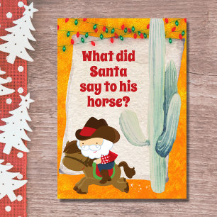 Den Westerna julhelgen för Cowboy Santa och Horse Helgkort