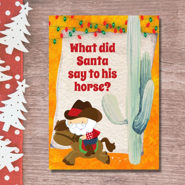 Den Westerna julhelgen för Cowboy Santa och Horse Helgkort (Skapare uppladdad)