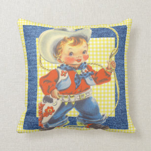 Den westerna Retro cowboyen med repet kudder lite Kudde