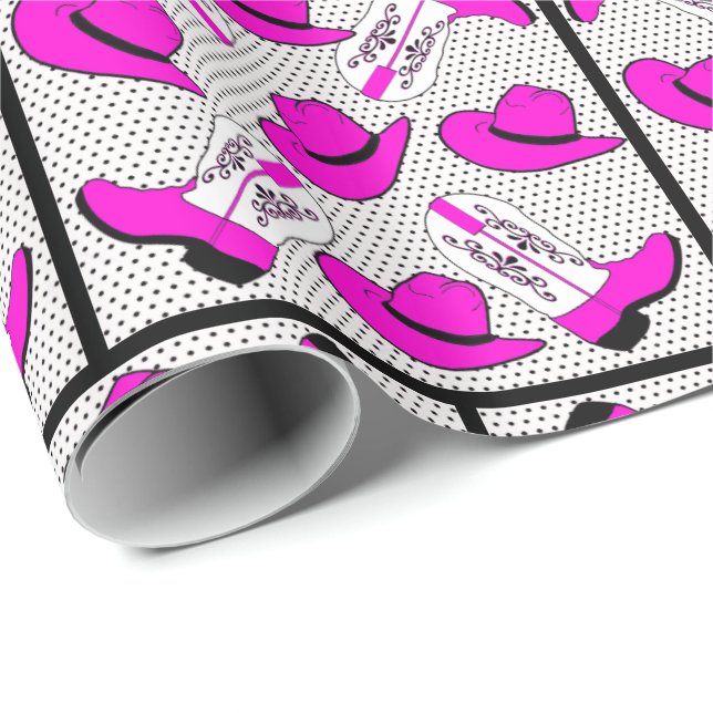 Den westerna rosa cowboyen startar en presentpapper (Rullad Hörn)