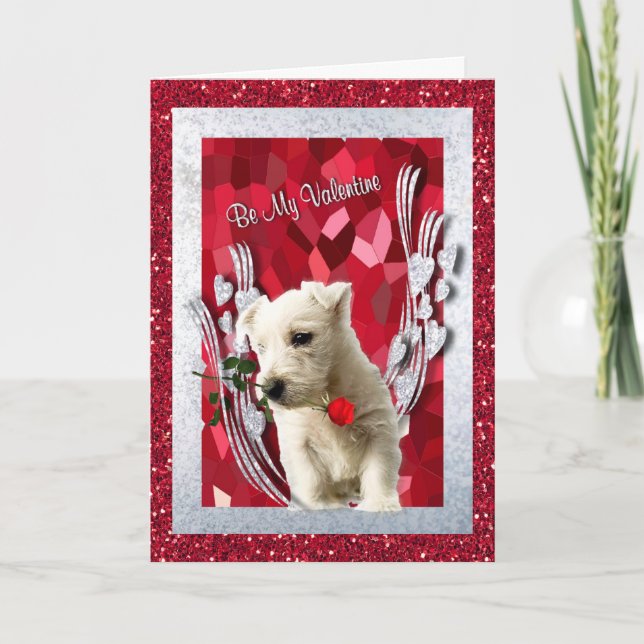 Den Westie valpen är min valentinhälsningversion 2 Helgkort (Framsida)