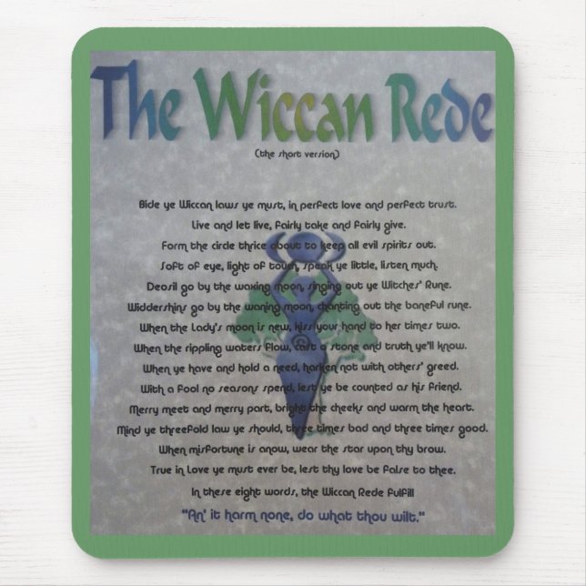 Den Wiccan Rede musen vadderar Musmatta (Framsidan)