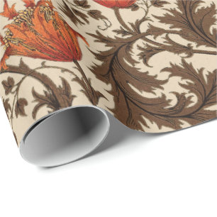 Den William Morris anemonen, beigen, brunt och Presentpapper