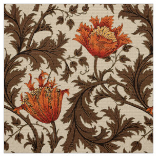 Den William Morris anemonen, beigen, brunt och Tyg