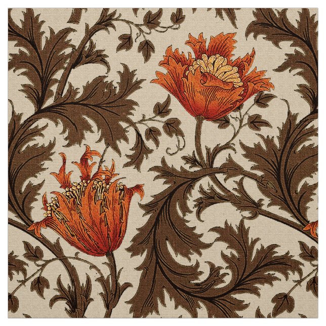 Den William Morris anemonen, beigen, brunt och Tyg (Provkarta)
