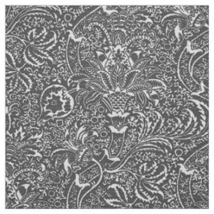 Den William Morris indier, grafit & tänder - grå Tyg