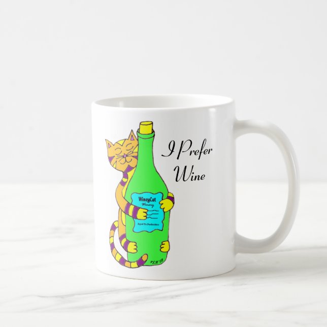 Den Winey katten, "föredrar jag vin" kaffe, Tea Kaffemugg (Höger)