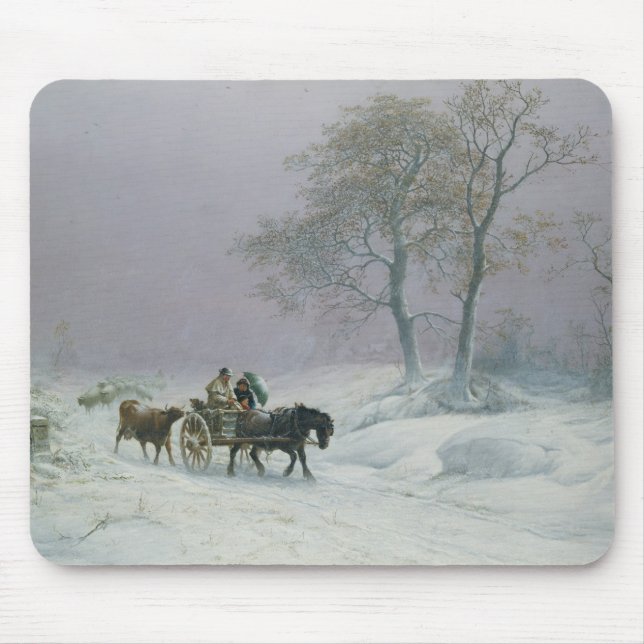 Den wintry vägen som ska marknadsföras musmatta (Framsidan)