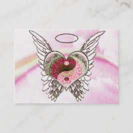 Den Yin Yang hjärtaängeln påskyndar vattenfärg Visitkort