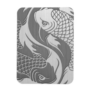 Den Yin Yang Koi fisken med rostfritt stål Magnet