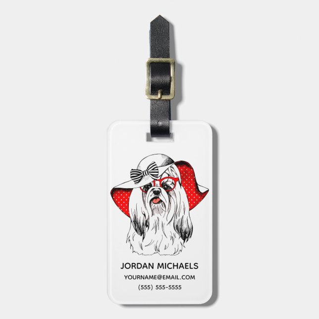 Den Yorkie modeforen | tillfogar ditt namn Bagagebricka (Vertikal Framsida)