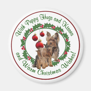 Den Yorkie valpen kramar & kysser varmt Magnet