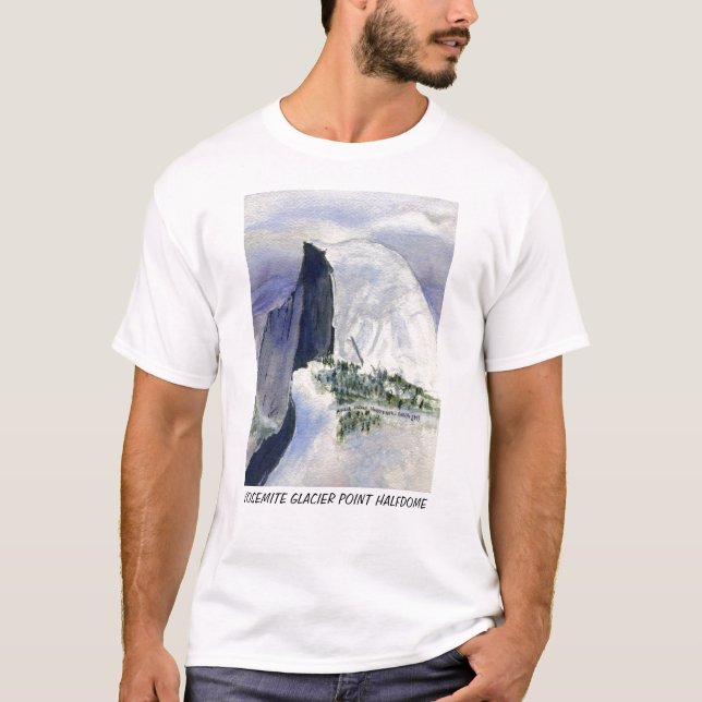 Den Yosemite glaciären pekar Halfdome Tee Shirt (Framsida)