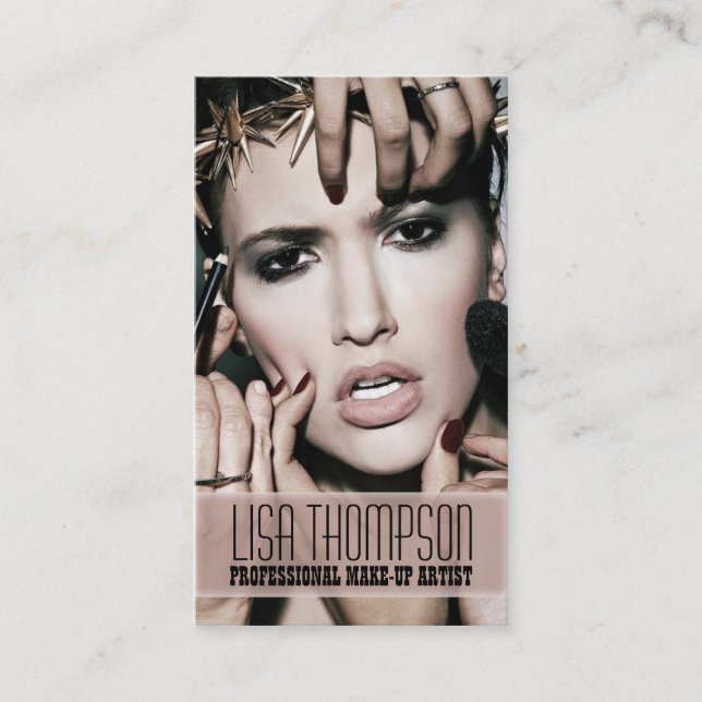 Den yrkesmässiga sminkkonstnären/Makeup modellerar Visitkort (Framsida)