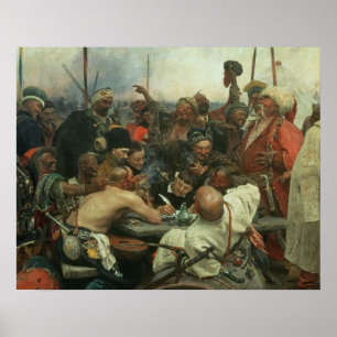 Den Zaporozhye Cossackshandstilen ett brev Poster