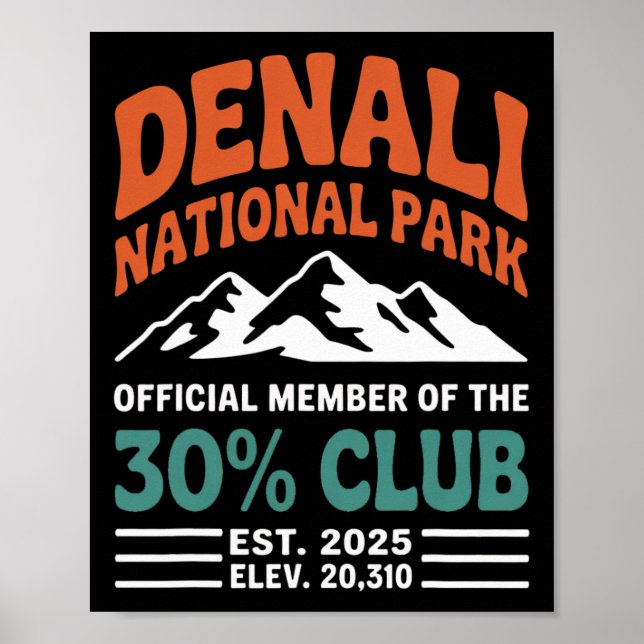 Denali 30 procents klubb Est 2025 vandringseventyr Poster (Framsidan)