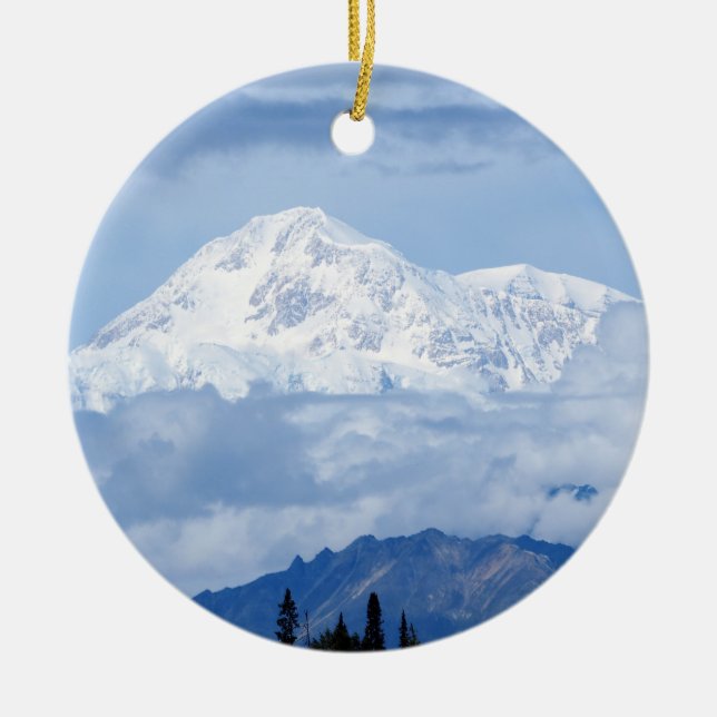 Denali Alaska Mountain Photo Julgransprydnad Keramik (Framsidan)