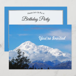 Denali Alaska Mountain Snö Photo Birthday Inbjudningar