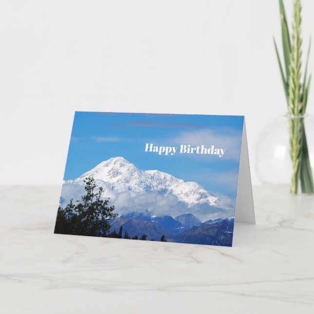 Denali Alaska Mountain Snö Photo Birthday Kort (Framsida)