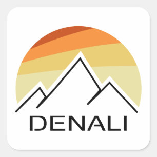 Denali Alaska Retro Fyrkantigt Klistermärke