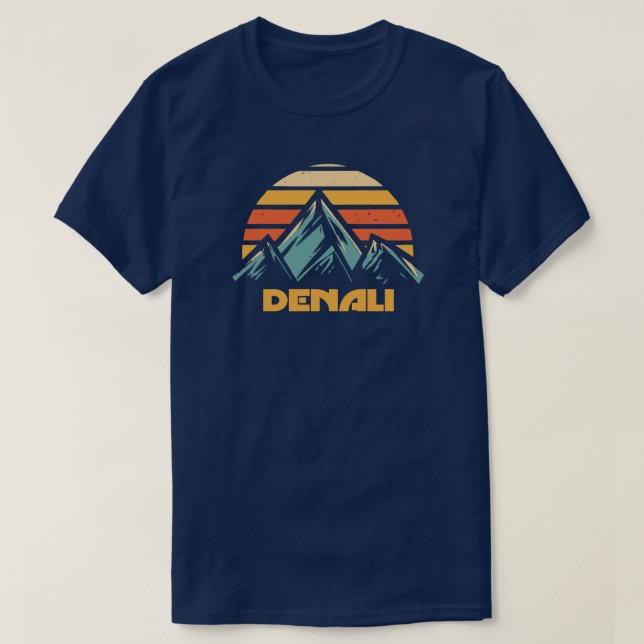 Denali Alaska Retro Turquoise T Shirt (Design framsida)