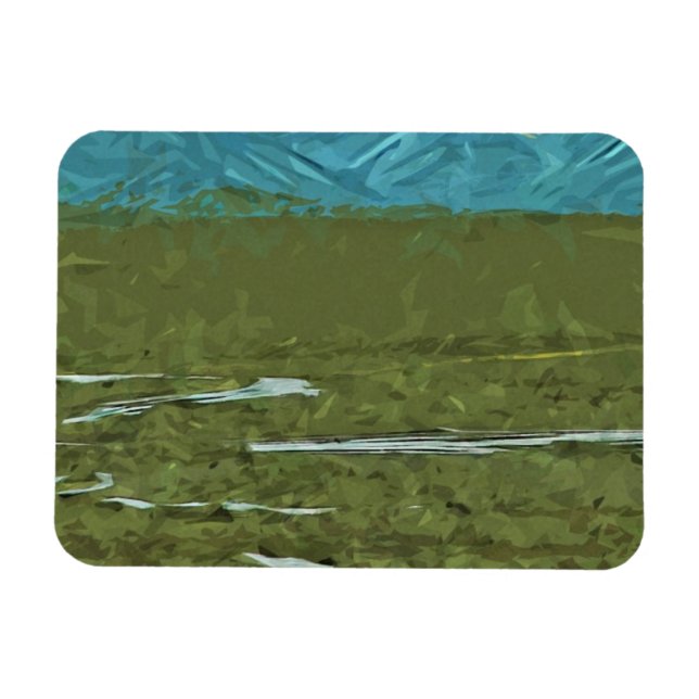 Denali Alaska Rivers Abstrakt Impressionism Magnet (Horisontell)