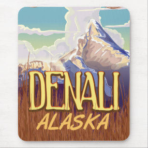 Denali Alaska tecknad vintage resor poster Musmatta