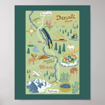 Denali Borough Karta Poster