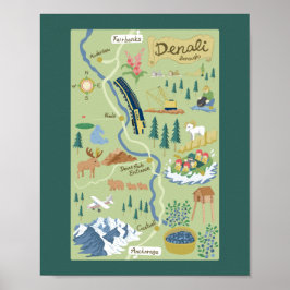 Denali Borough Karta Poster