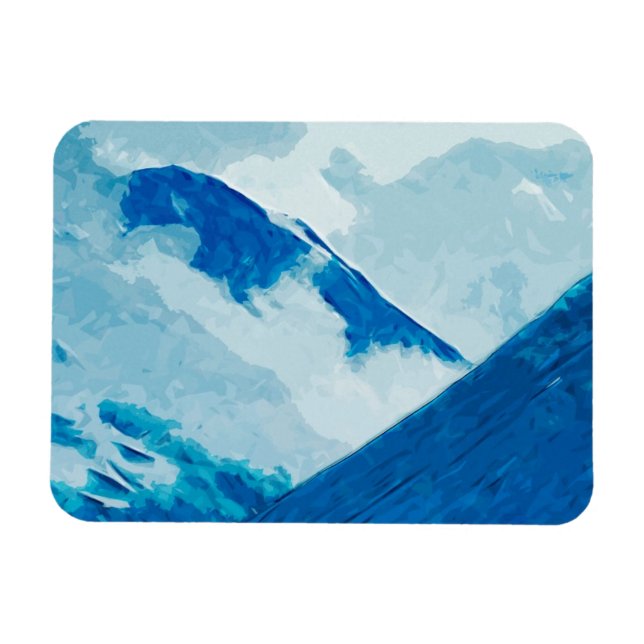 Denali in Clouds Abstrakt Impressionism Magnet (Horisontell)