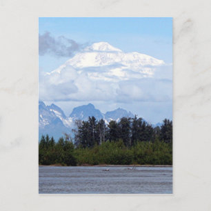 Denali, Mt McKinley, från floden Alaska, USA 1 Vykort