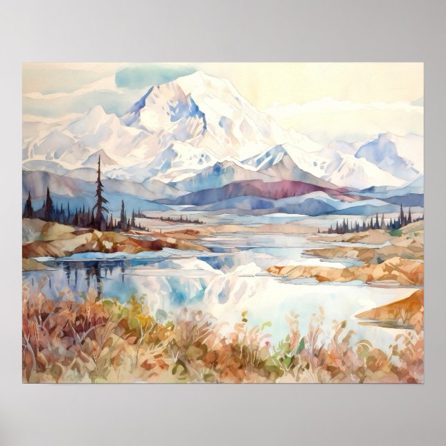 Denali National Park Akvarell Poster (Framsidan)