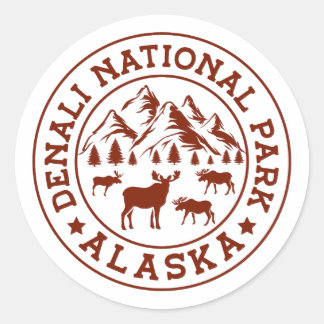 Denali National Park Alaska Family Resa 2024 Runt Klistermärke