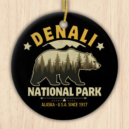 Denali National Park Alaska Forest Landscape Julgransprydnad Keramik