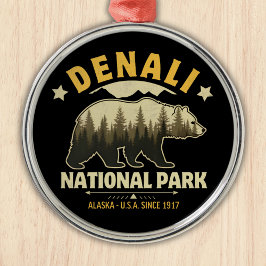 Denali National Park Alaska Forest Landscape Julgransprydnad Metall
