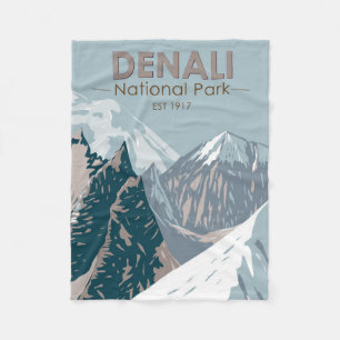 Denali National Park Alaska Mount Hunter Vintage Fleecefilt