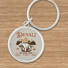 Denali National Park Alaska Rund Silverfärgad Nyckelring