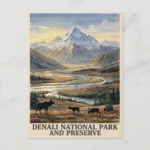 Denali National Park and Preserve Akvarell Vykort