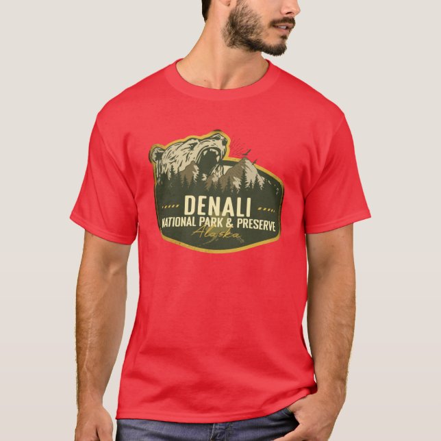 Denali National Park And Preserve Alaska Retro Bad T Shirt (Framsida)