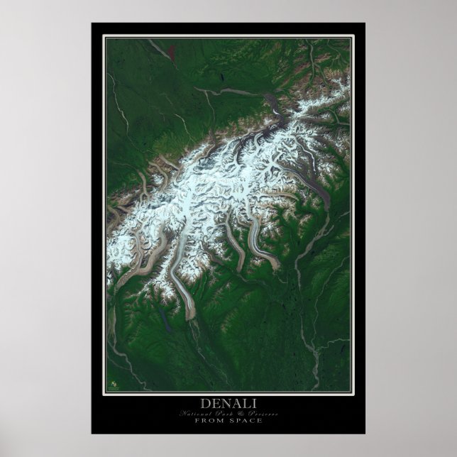 Denali National Park & Preserve Alaska från rymden Poster (Framsidan)