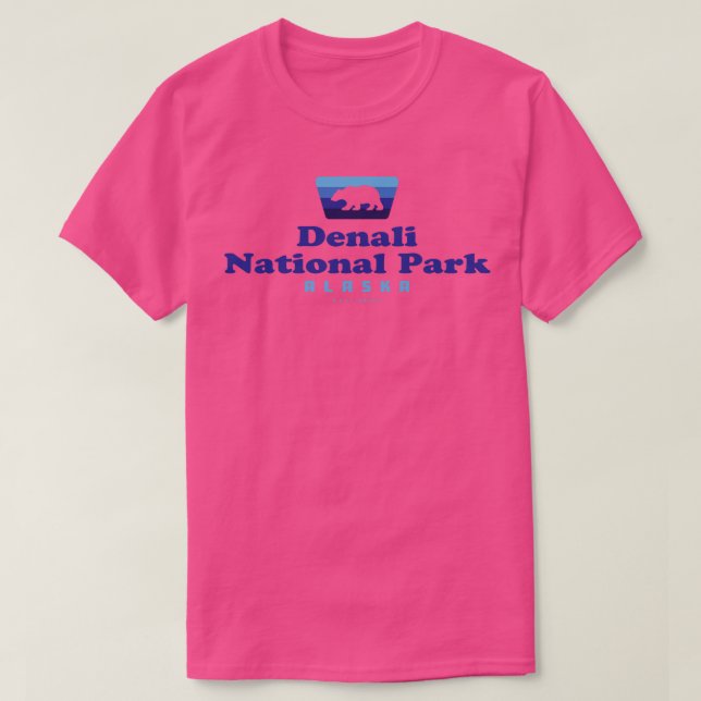 Denali National Park Retro Badge Bear Blue T Shirt (Design framsida)