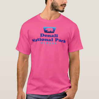 Denali National Park Retro Badge Bear Blue T Shirt