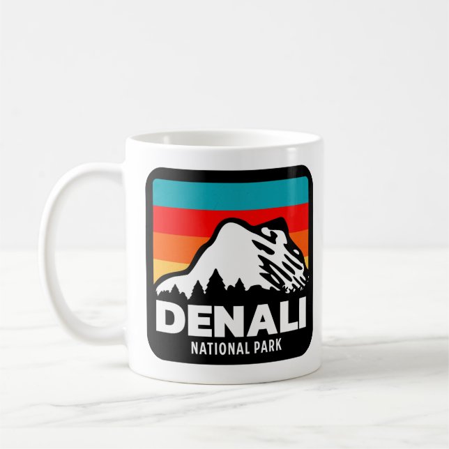 Denali National Park Retro Hiking Camping Gift Kaffemugg (Vänster)