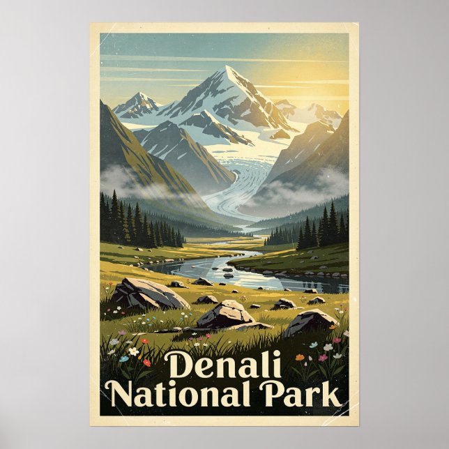 Denali National Park Retro Poster (Framsidan)