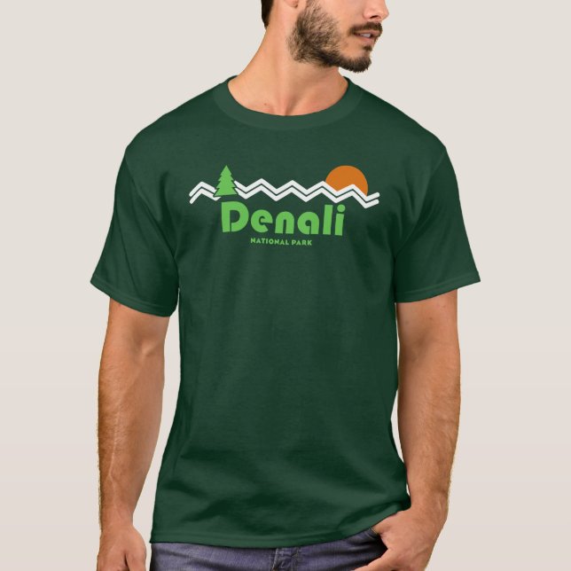 Denali National Park Retro T Shirt (Framsida)