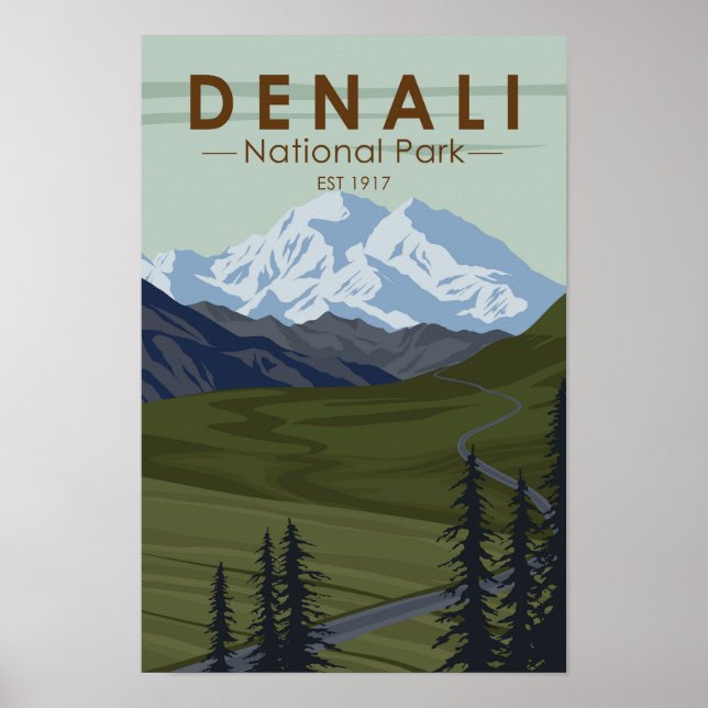 Denali National Park Road till Denali Poster (Framsidan)