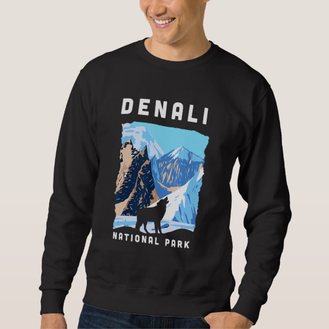 Denali National Park US Varg Alaska Vargar Lång Ärmad Tröja (Framsida)