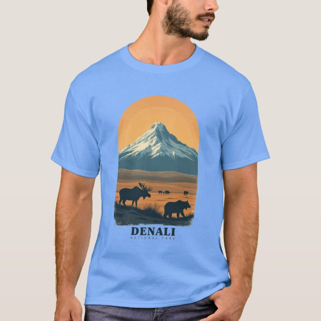 Denali National Park Vintage Retro T Shirt (Framsida)