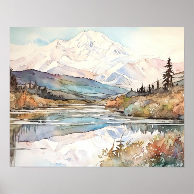 Denali National Park Watercolor Poster (Framsidan)