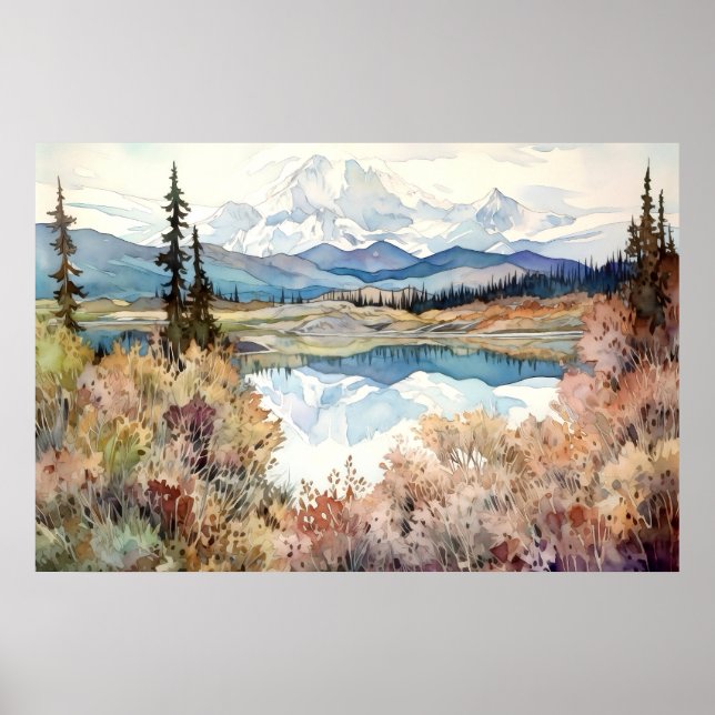 Denali National Park Watercolor Poster (Framsidan)